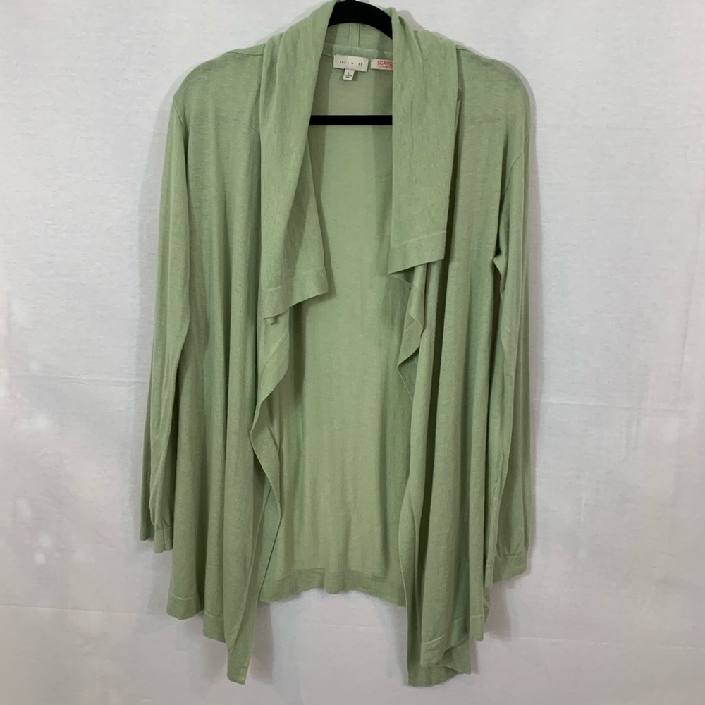 The Limited Scandal Waterfall Cardigan Size Large Celery Green